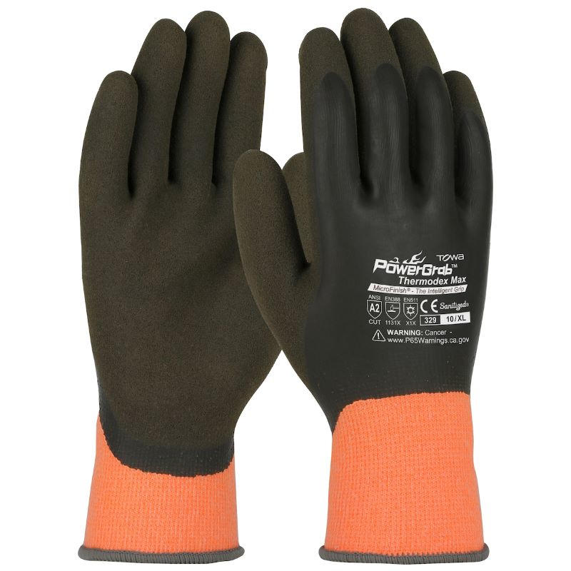 PIP 41-1329 Powergrab Thermodex Hi-Vis Knit w/ Latex Microfinish Grip Full Coating Cut Level A2 Cold Weather Glove- 1 Dozen Pair