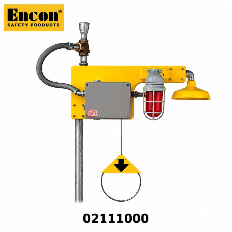 Encon 02111000 audible alarm and flashing red alarm light system for emergency shower and eyewash stations