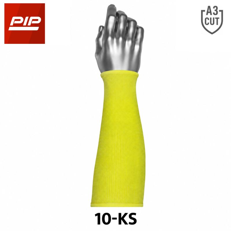 PIP Kut Gard 10-KS yellow 2-ply Kevlar ANSI A3 cut resistant sleeve