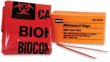 North Biohazard Bags, 10/Box - 021602