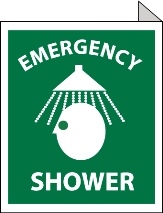 Emergency Shower Double Faced Fianged Sign, 10" x 8", Rigid Plastic