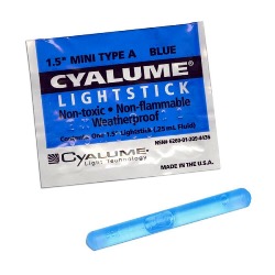 Cyalume 4 Hour Mini Light Stick - 1-1/2" Blue Color - 9-44360, NSN # 6260-01-209-4436