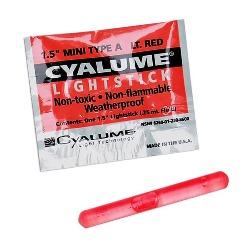 Cyalume 4 Hour Mini Light Stick - 1-1/2" Red Color - 9-86000, NSN # 6260-01-230-8600