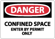 Danger - Confined Space Enter By Permit Only Sign