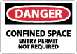Danger - Confined Space Entry Permit Not Required Sign