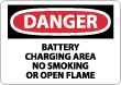 Danger - Battery Charging Area No Smoking Or Open Flame Sign