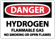 Danger - Hydrogen Flammable Gas No Smoking Or Open Flames Sign