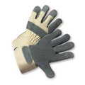 Premium Side Split Leather Palm Work Gloves With Gauntlet Cuff - Size Medium