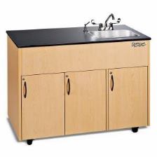 Advantage 1D Deep Single Stainless Steel Basin w/ Laminate Top, Maple Color