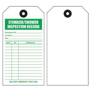 Reinforced Emergency Eyewash, Shower Inspection Tags, Pk of 100